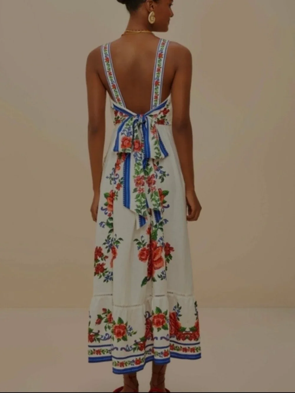 Farm Rio Off-White Flower Tapestry Maxidress - Picture 3 of 6